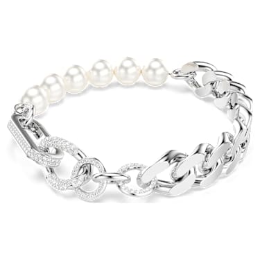 Bracelet Dextera, Perle de cristal, Liens mélangés, Blanc, Métal rhodié - Swarovski, 5692743