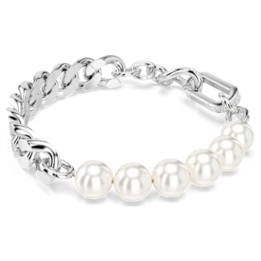 Bracelet Dextera, Perle de cristal, Liens mélangés, Blanc, Métal rhodié - Swarovski, 5692743