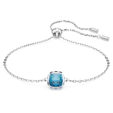 Braccialetto Birthstone, Taglio squadrato, Dicembre, Blu, Placcato rodio - Swarovski, 5692880