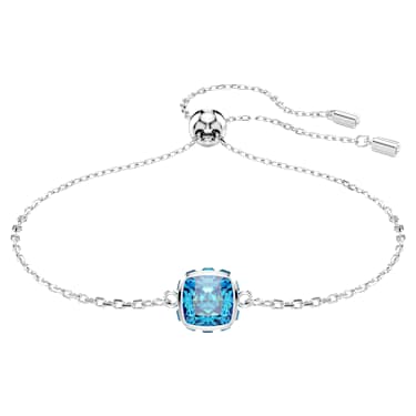 Braccialetto Birthstone, Taglio squadrato, Dicembre, Blu, Placcato rodio - Swarovski, 5692880