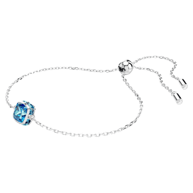 Braccialetto Birthstone, Taglio squadrato, Dicembre, Blu, Placcato rodio - Swarovski, 5692880
