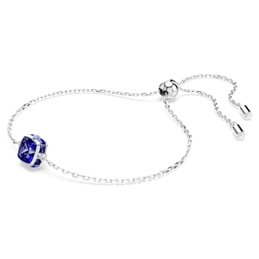 Náramek Birthstone, Čtvercový výbrus, Září, Modrá, Pokoveno rhodiem - Swarovski, 5692881