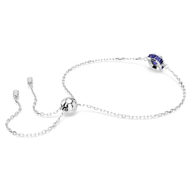 Náramek Birthstone, Čtvercový výbrus, Září, Modrá, Pokoveno rhodiem - Swarovski, 5692881