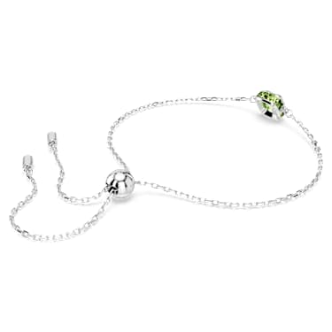 Birthstone bracelet, Square cut, August, Green, Rhodium plated - Swarovski, 5692882