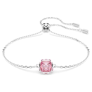 Bracelet Birthstone, Taille Carré, Octobre, Rose, Métal rhodié - Swarovski, 5692883