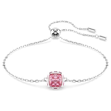 Bracelet Birthstone, Taille Carré, Octobre, Rose, Métal rhodié - Swarovski, 5692883