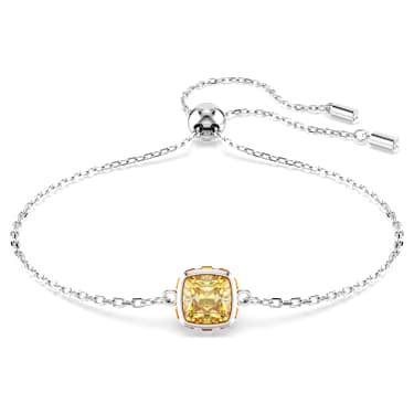 Birthstone สร้อยข้อมือ, เจียระไนทรงสี่เหลี่ยมจัตุรัส, พฤศจิกายน, เหลือง, เคลือบโรเดียม - Swarovski, 5692884