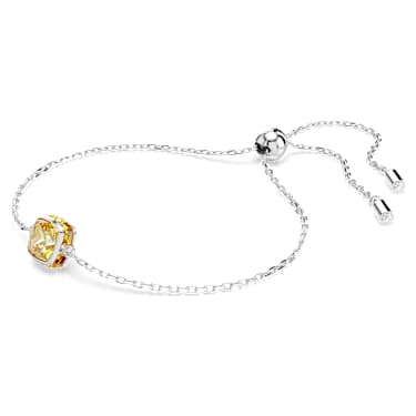 Birthstone สร้อยข้อมือ, เจียระไนทรงสี่เหลี่ยมจัตุรัส, พฤศจิกายน, เหลือง, เคลือบโรเดียม - Swarovski, 5692884
