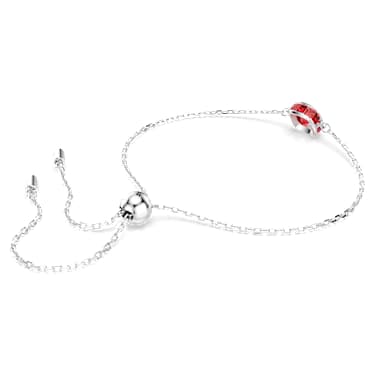 Birthstone bracelet, Square cut, July, Red, Rhodium plated - Swarovski, 5692885
