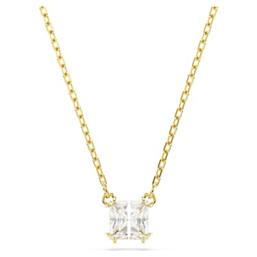 Stilla Attract 펜던트, 스퀘어 컷, 화이트, 18K 골드 피니시 - Swarovski, 5693153