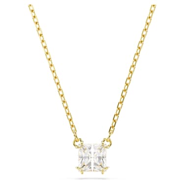 Stilla Attract 鏈墜, 方形切割, 白色, 鍍金色色調 - Swarovski, 5693153