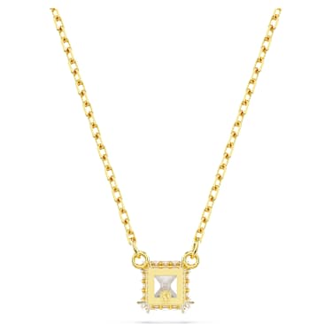 Stilla Attract ペンダント, スクエア・カット, ホワイト, 18Kゴールドコーティング - Swarovski, 5693153