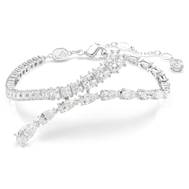 Matrix 브레이슬릿, 믹스 컷, 화이트, 로듐 플래팅 - Swarovski, 5693154