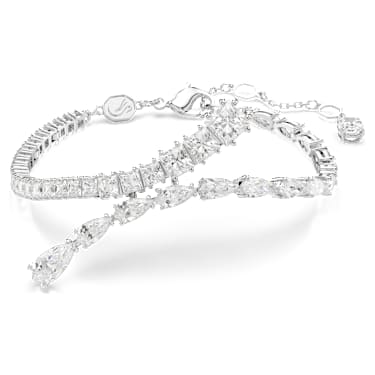 Matrix 브레이슬릿, 믹스 컷, 화이트, 로듐 플래팅 - Swarovski, 5693154