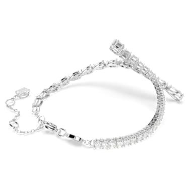 Matrix 브레이슬릿, 믹스 컷, 화이트, 로듐 플래팅 - Swarovski, 5693154