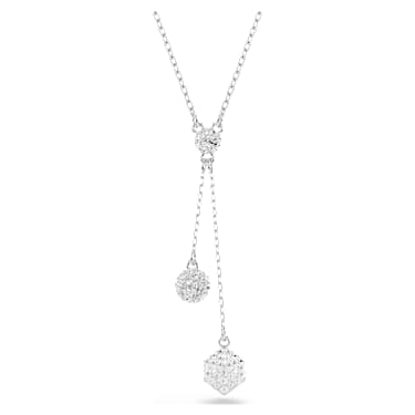 Dextera pendant, Round cut, Sphere and cube, White, Rhodium plated - Swarovski, 5693207