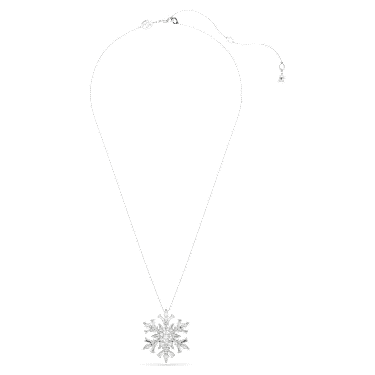 Pendentif et broche Idyllia, Tailles variées, Flocon de neige, Blancs, Métal rhodié - Swarovski, 5693226
