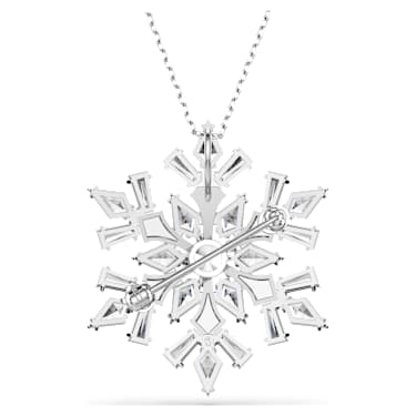 Pendentif et broche Idyllia, Tailles variées, Flocon de neige, Blancs, Métal rhodié - Swarovski, 5693226