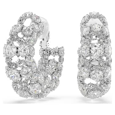 Constella Ohrclips, Rundschliff, Weiß, Rhodiniert - Swarovski, 5693404