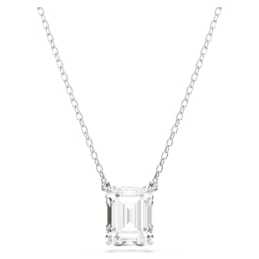 Obesek Stilla, Osmerokotni rez, Bel, Prevleka iz rodija - Swarovski, 5693405