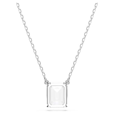 Colgante Stilla, Talla octogonal, Blanco, Baño de rodio - Swarovski, 5693405