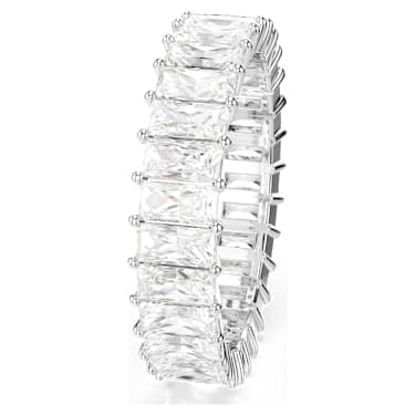 Matrix ring, Baguette cut, White, Rhodium plated | Swarovski