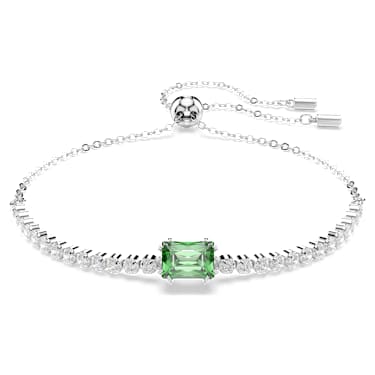 Matrix armband, Verschillende slijpvormen, Groen, Rodium toplaag - Swarovski, 5693411