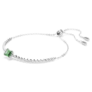 Matrix Tennis Armband, Verschiedene Schliffe, Grün, Rhodiniert - Swarovski, 5693411