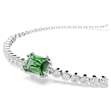 Matrix Tennis Armband, Verschiedene Schliffe, Grün, Rhodiniert - Swarovski, 5693411