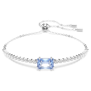 Matrix Tennis bracelet, Mixed cuts, Blue, Rhodium plated - Swarovski, 5693412