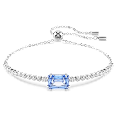 Matrix Tennis bracelet, Mixed cuts, Blue, Rhodium plated - Swarovski, 5693412