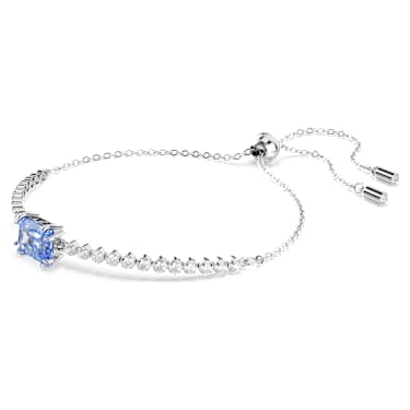 Matrix Tennis bracelet, Mixed cuts, Blue, Rhodium plated - Swarovski, 5693412