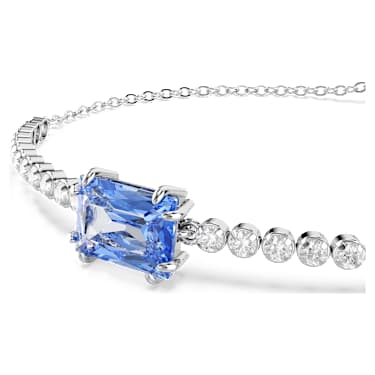 Matrix Tennis bracelet, Mixed cuts, Blue, Rhodium plated - Swarovski, 5693412