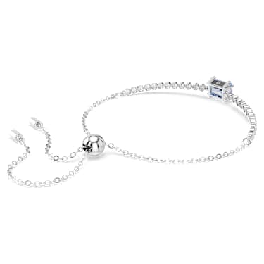 Matrix Tennis bracelet, Mixed cuts, Blue, Rhodium plated - Swarovski, 5693412