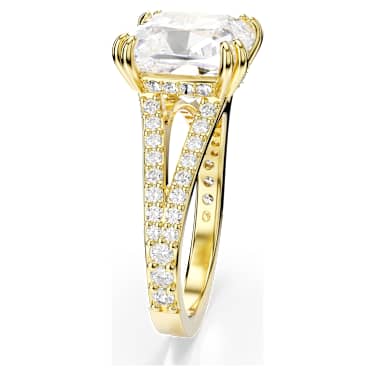 Stilla cocktailring, Square-slijpvorm, Pavé, Wit, Goudkleurige toplaag - Swarovski, 5693503