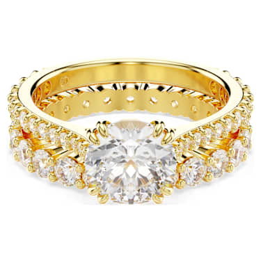 Stilla 링, 2개 세트, 라운드 컷, 화이트, 골드 톤 플래팅 - Swarovski, 5693506