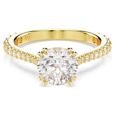 Stilla 링, 2개 세트, 라운드 컷, 화이트, 골드 톤 플래팅 - Swarovski, 5693506