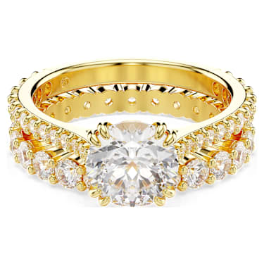 指輪・リング SWAROVSKI Stilla Gold Tone Cocktail Ring58 5693504 Stilla ring, Set (2), Round cut, White, Gold-tone plated