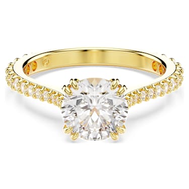 Stilla ring, Set (2), Round cut, White, Gold-tone plated | Swarovski Stilla ring, Set (2), Round cut, White, Gold-tone plated | Swarovski
