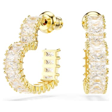 Matrix Kreolörhängen, Baguetteslipad, Hjärta, Små, Vit, 18K guldfinish - Swarovski, 5693512