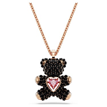 Teddy pendant, Teddy, Black, 18K rose gold finish - Swarovski, 5693623