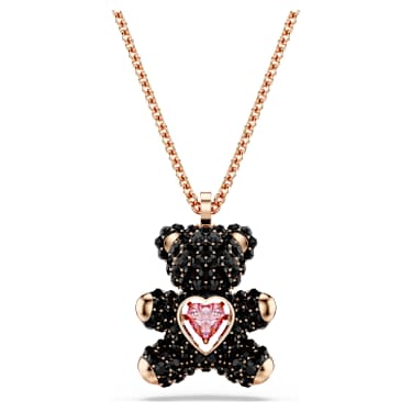 Pendente Teddy, Orsetto, Nero, Finitura oro rosa 18K - Swarovski, 5693623