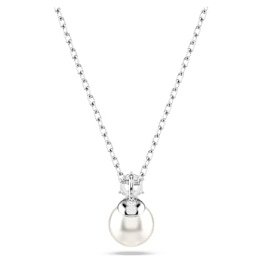 Pendentif Matrix, Perle de cristal, Taille ronde, Blanc, Métal rhodié - Swarovski, 5693897