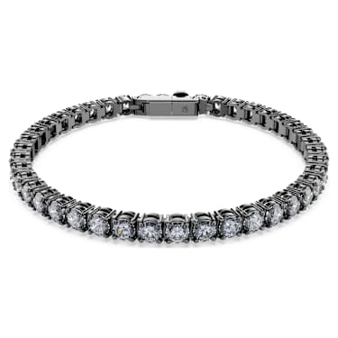 Pulsera Tennis Matrix, Talla redonda, Gris, Baño de rutenio - Swarovski, 5693928