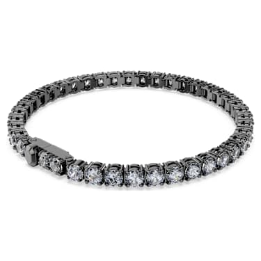 Matrix Tennis ブレスレット, ラウンドカット, グレー, ルテニウム