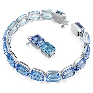 Millenia Tennis bracelet, Octagon cut, Color gradient, Blue, Rhodium plated - Swarovski, 5694135