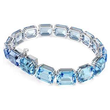 Millenia Tennis bracelet, Octagon cut, Color gradient, Blue, Rhodium plated - Swarovski, 5694135