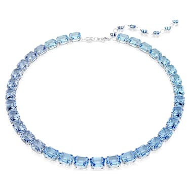 Millenia Tennis necklace, Octagon cut, Color gradient, Blue, Rhodium plated - Swarovski, 5694136
