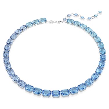 Verižica Tennis Millenia, Osmerokotni rez, Barvno prelivanje, Modra, Prevleka iz rodija - Swarovski, 5694136