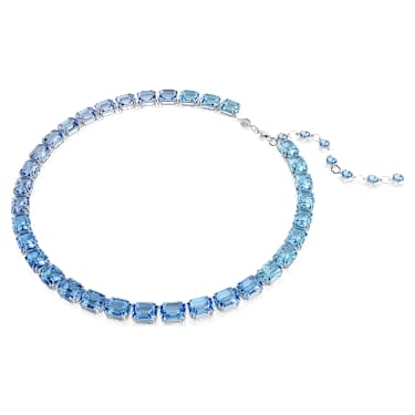 Verižica Tennis Millenia, Osmerokotni rez, Barvno prelivanje, Modra, Prevleka iz rodija - Swarovski, 5694136